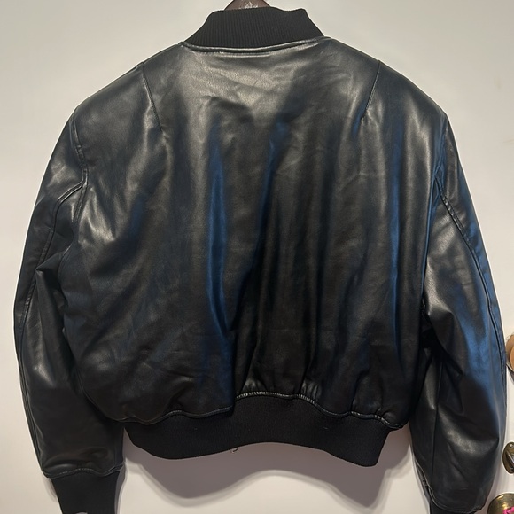 Zara  Black Faux Leather Packets Bomber Jacket Size L New - Picture 7 of 8